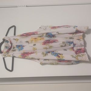 White, floral strapless blouse